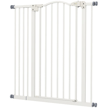 Pressure Fit Dog Stair Gate No Drilling Safety Gate Auto Close for Doorways, Hallways, 74-94cm Adjustable, 94cm Tall, White
