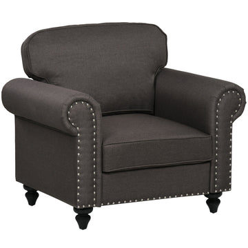 Mid-Century Armchair, with Pocket Springs - Dark Brown