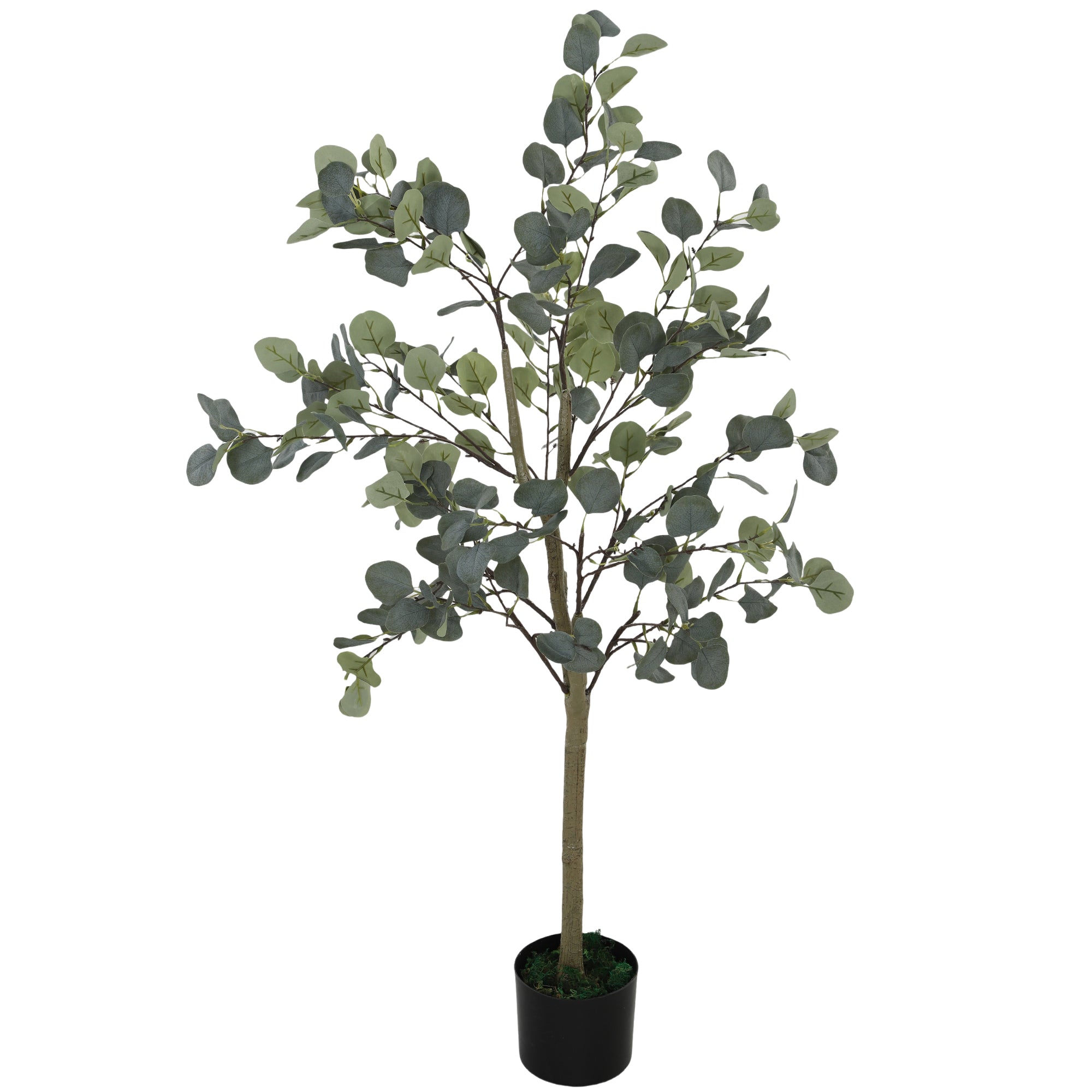 Decorative Artificial Tree, 5ft/ 150cm Silk Eucalyptus Tree with 230 Silver Dollar Leaves in Pot, Fake Plant for Home, Office, Living Room, Indoor Decor