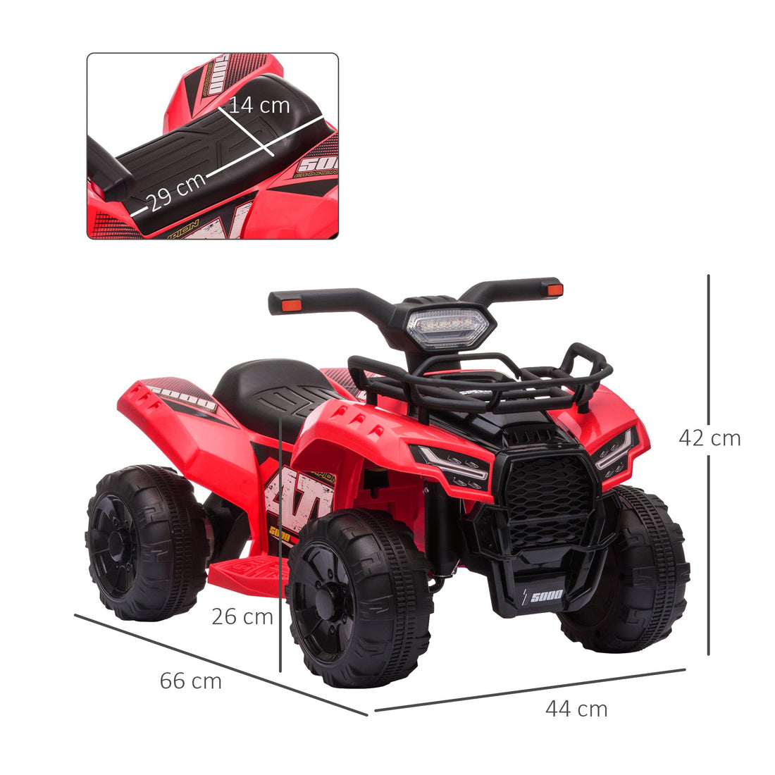 6V Kids Electric Ride on Car Toddlers Quad Bike All Terrain Vehicle Toy With Music for 18-36 months Red