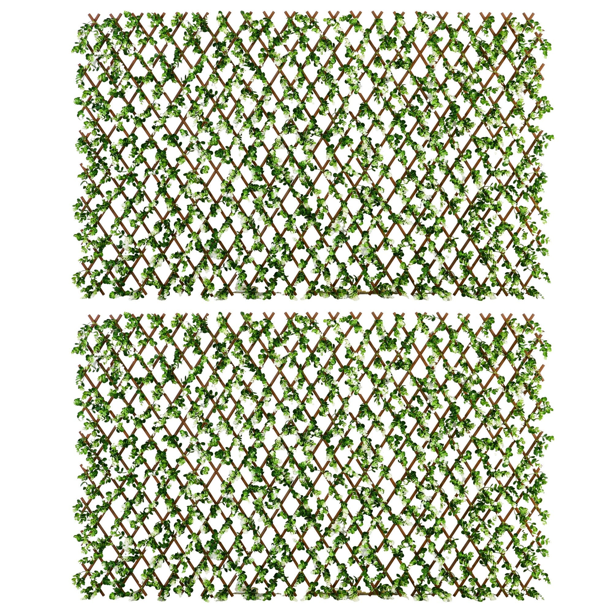 2pc Expanding Garden Trellis, 2 x 1m Faux Decorative Privacy Fence with Artificial Leaves, Privacy Screen Greenery Walls for Garden Balcony, Eucalyptus Leaves