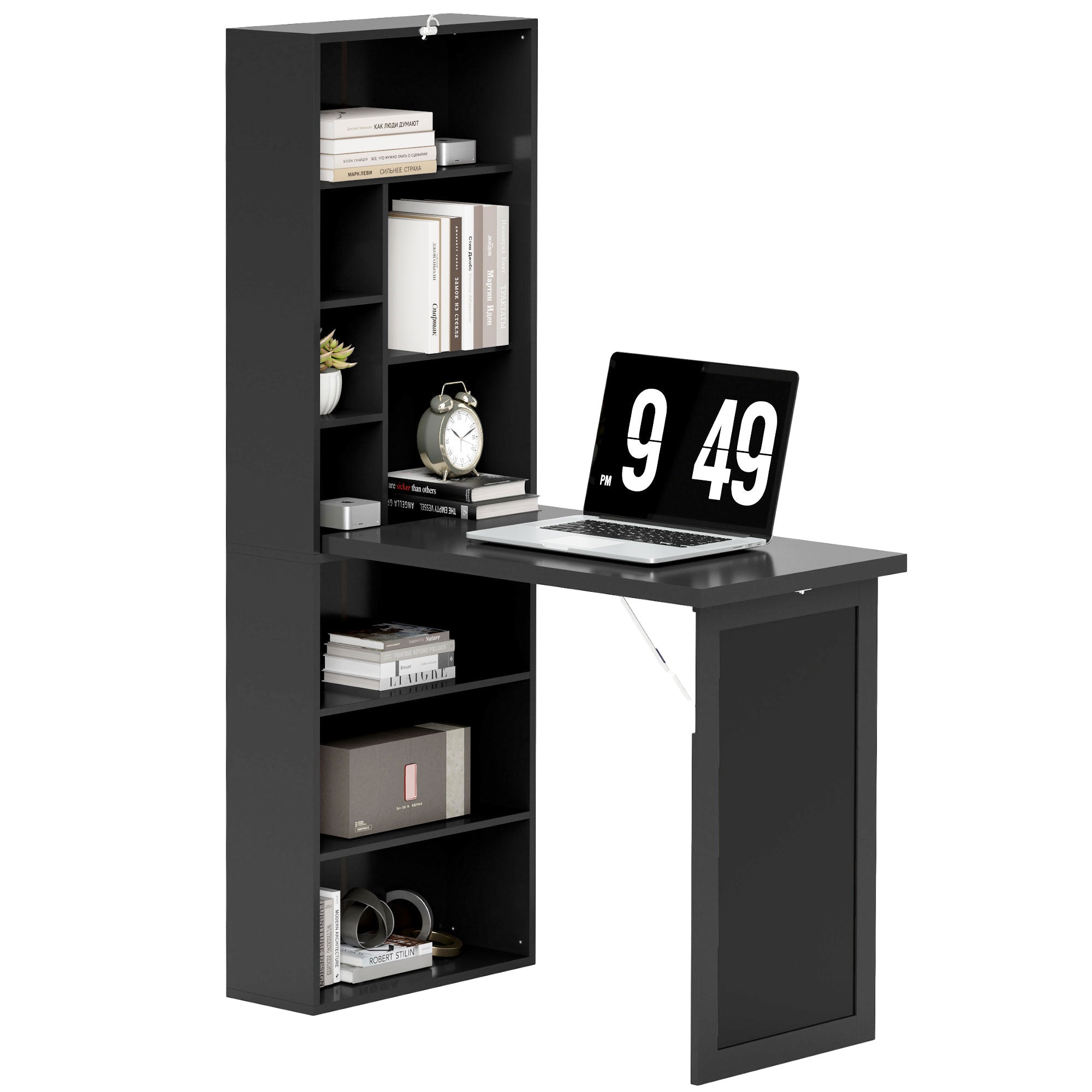 Three-Part Work Desk, with Storage and Chalkboard - Black