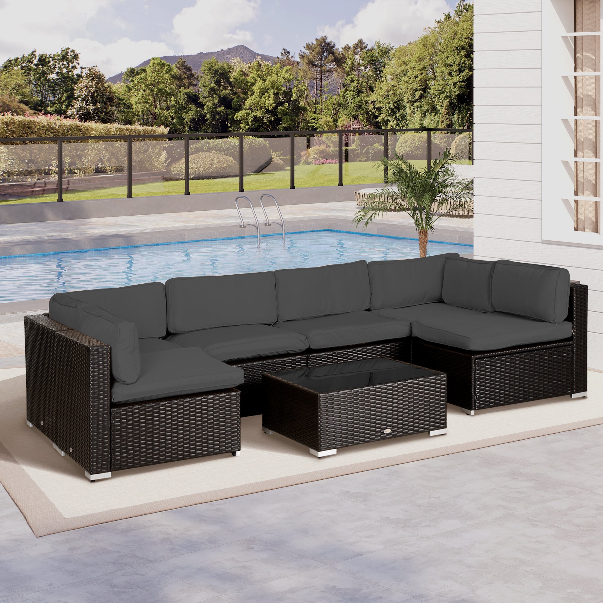 Garden Rattan Sofa Cushion Polyester Cover Replacement Outdoor- No Cushion Included, Dark Grey