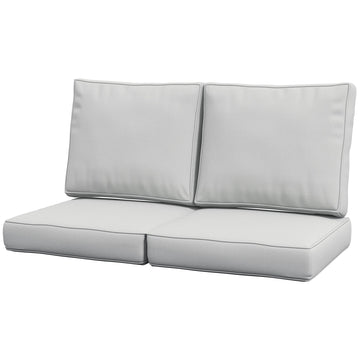 2 Seater Back and Seat Cushion Pillows Replacement, Patio Chair Cushions Set for Indoor Outdoor, Light Grey