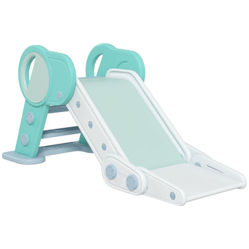 Foldable Kids Slide, Freestanding Baby Slide, for Ages 1.5-3 Years, Grey & Green