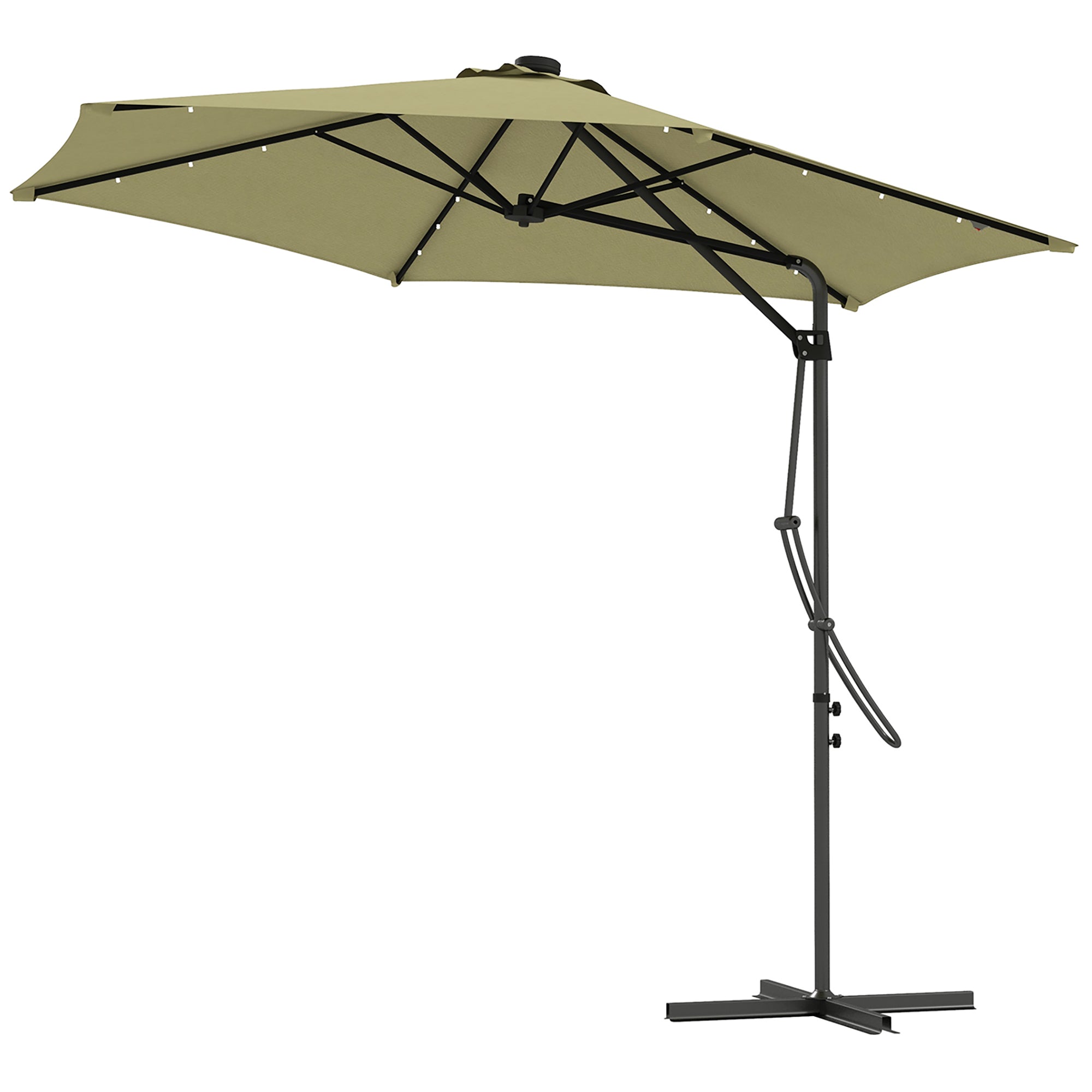 3(m) Solar LED Cantilever Parasol, Beige