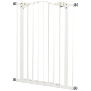 Pressure Fit Dog Stair Gate No Drilling Safety Gate Auto Close for Doorways, Hallways, 74-80cm Adjustable, 94cm Tall, White