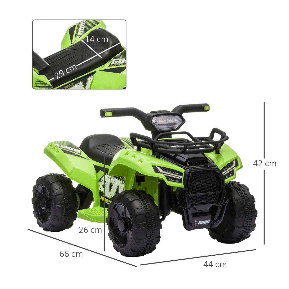 6V Kids Electric Ride on Car Toddlers Quad Bike All Terrain Vehicle Toy With Music for 18-36 months Green