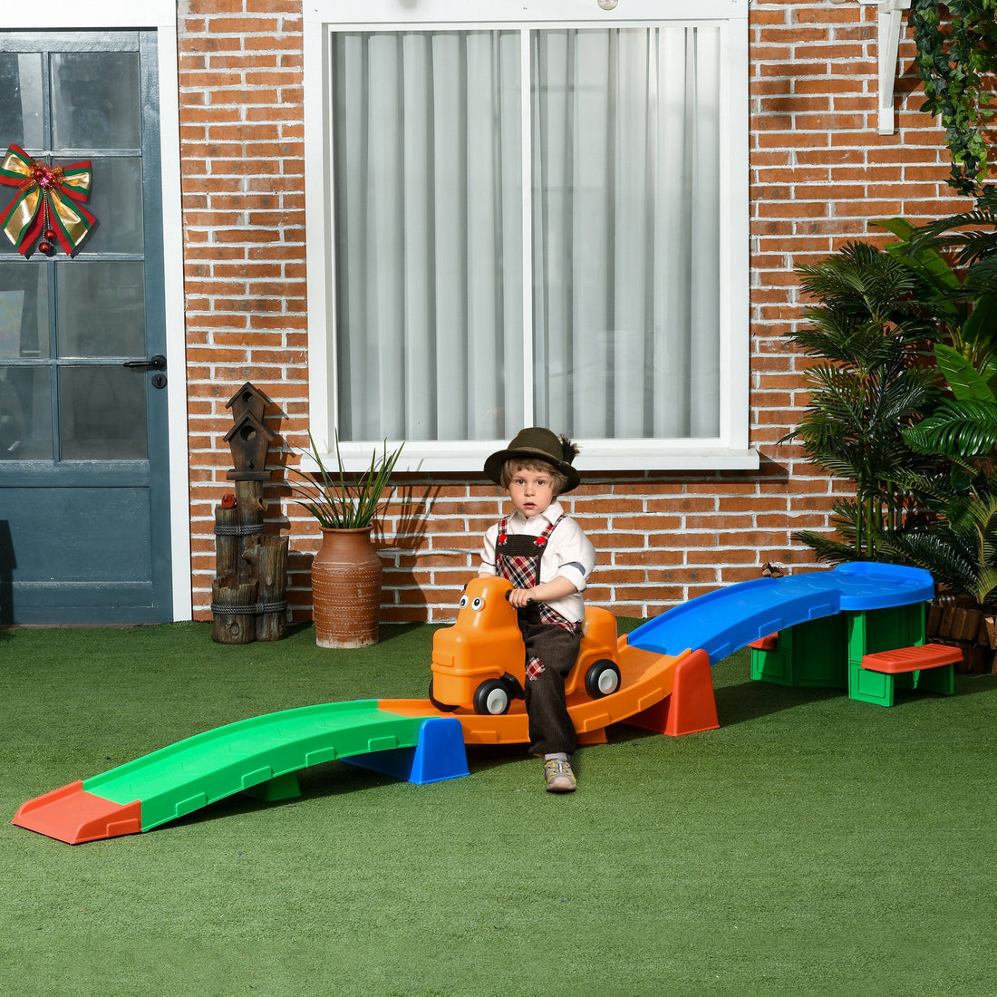 3(m) Four-Piece Ride on Kids Roller Coaster w/ Non-Slip Steps, for Ages 2-5 Years - Multicoloured