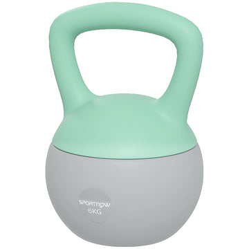 SPORTNOW 6KG Soft Kettlebell, Kettlebell with Non-Slip Handle for Home Gym, Weight Lifting, Strength Training, Green/Grey