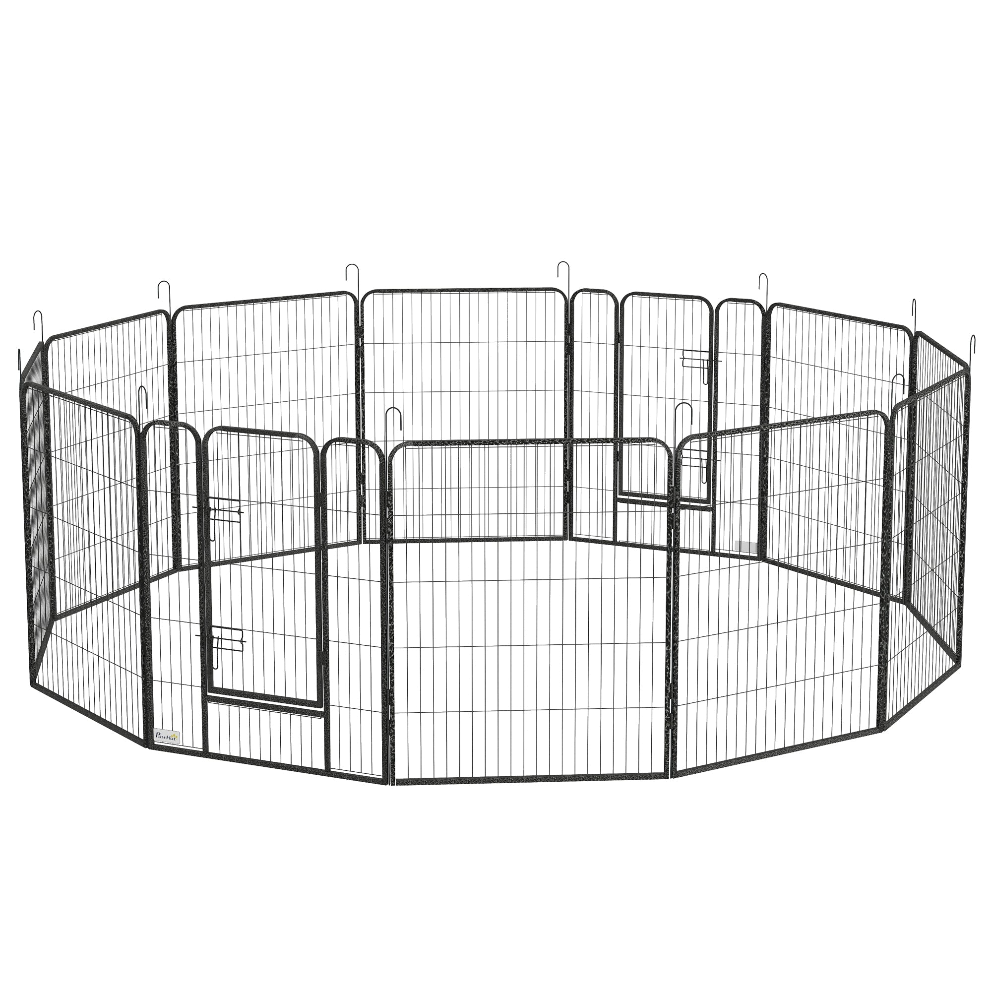 12 Panels Heavy Duty Puppy Playpen, for Small Dogs, Indoor and Outdoor Use - Silver