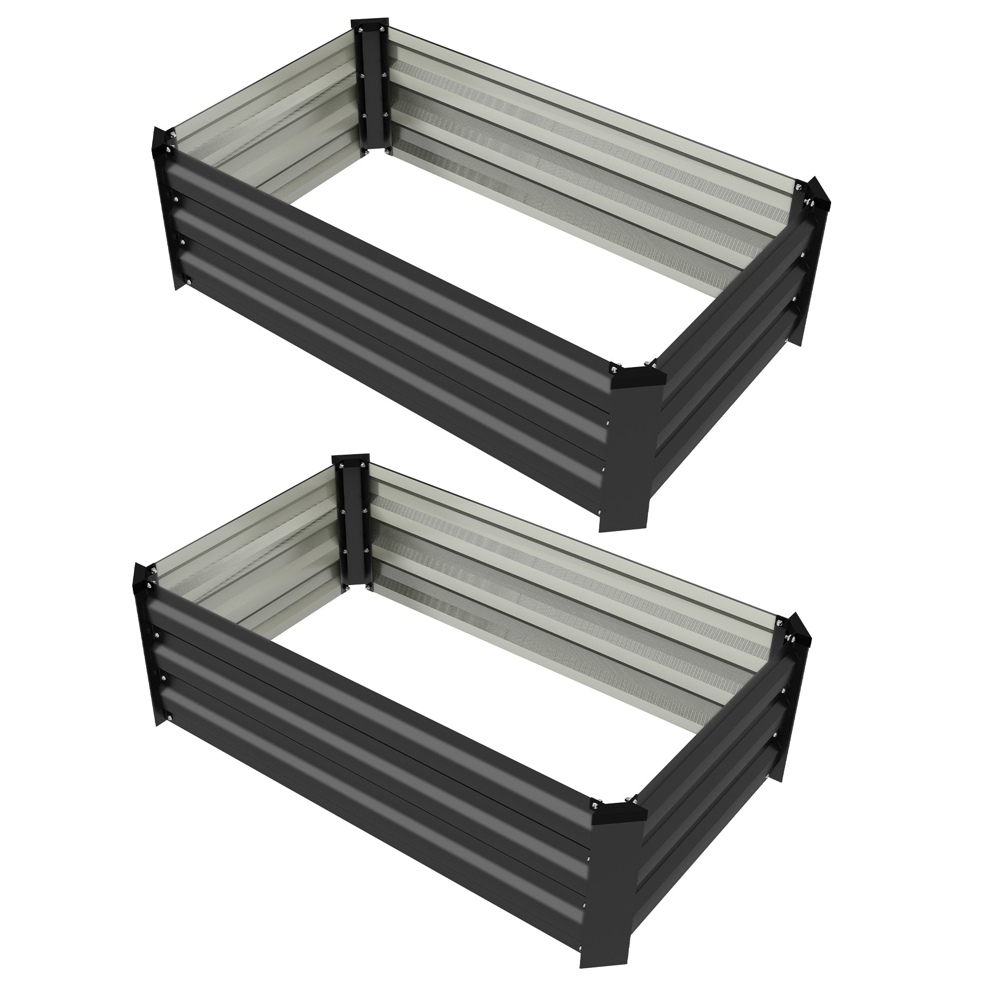 Set of Two 100 x 60cm Steel Planter Boxes - Grey