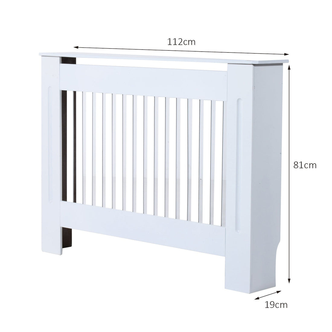 Slatted Radiator Cover Painted Cabinet MDF Lined Grill in White (112L x 19W x 81H cm)