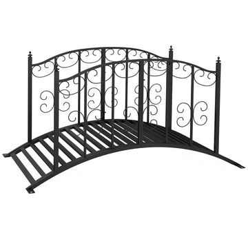 1.2M Metal Decorative Scrollwork Arch Garden Bridge, Black