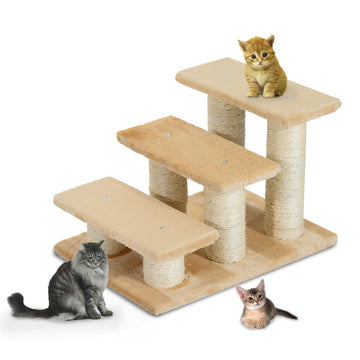 Pet Stairs 3-step Pet Ladder Cat dog Stairs Climb Ladder Cat Tree, Beige