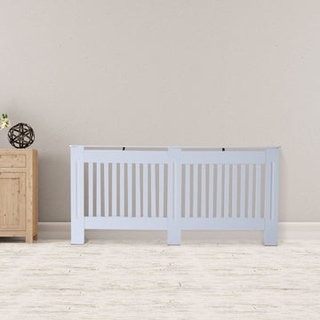 Slatted Radiator Cover Painted Cabinet MDF Lined Grill in White (172L x 19W x 81H cm)