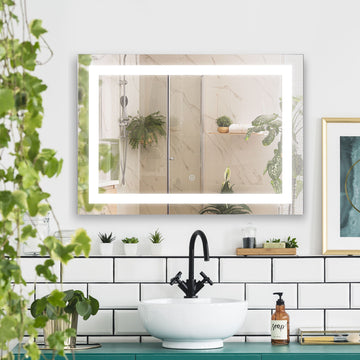 80x60cm LED Bathroom Mirror Wall Mounted Vanity Light Illuminated w/ Touch Switch Accessories Home Furnishings