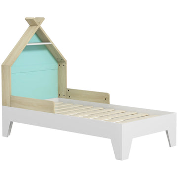 Toddler Bed Frame Treehouse Style, Single Bed Frame with Safety Guardrails, Green
