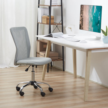 Office Chair, Armless Desk Chair, Adjustable Computer Swivel Chair with Rolling Wheels and Mesh Back for Home Work Study, Grey