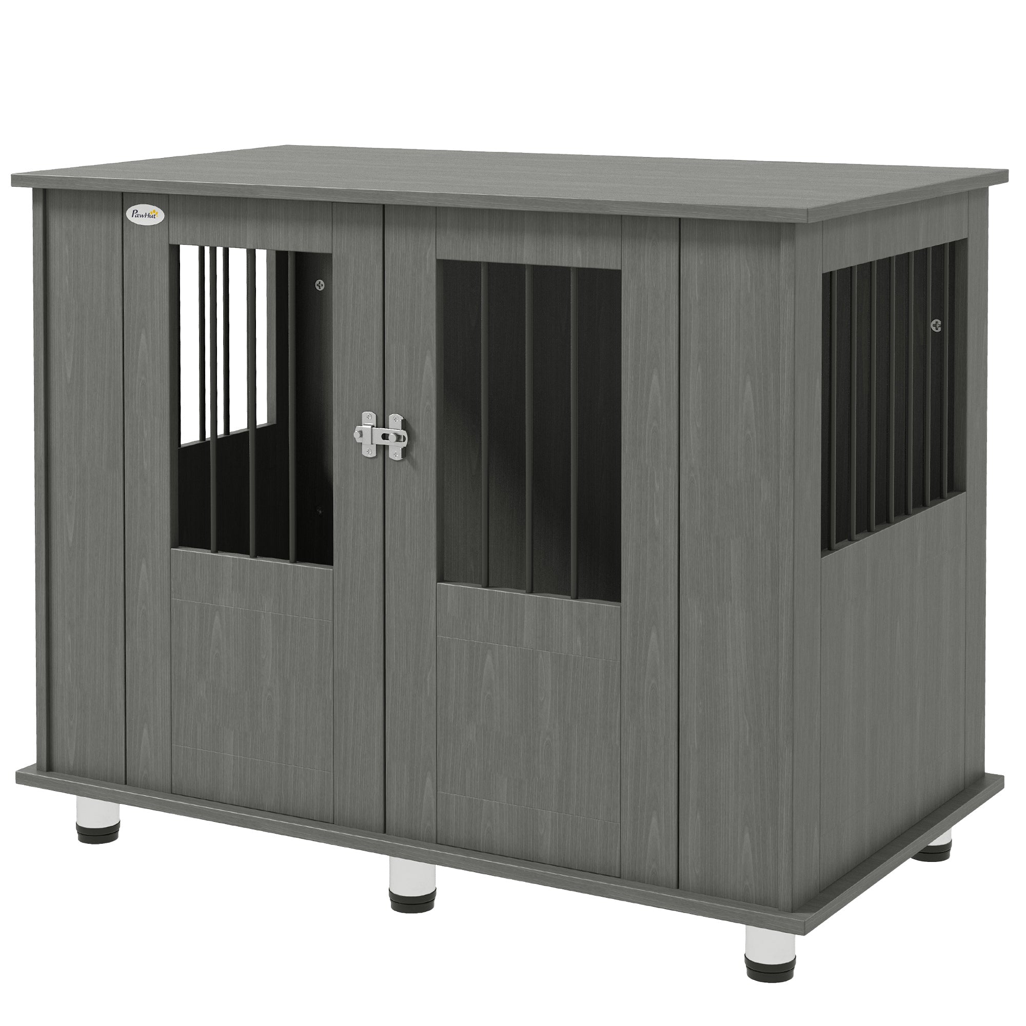 Dog Crate Table for Medium and Large Dogs with Magnetic Door for Indoor Use, 95 x 55 x 75 cm, Grey