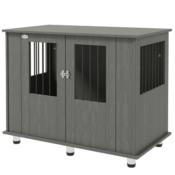 Dog Crate Table for Medium and Large Dogs with Magnetic Door for Indoor Use, 95 x 55 x 75 cm, Grey
