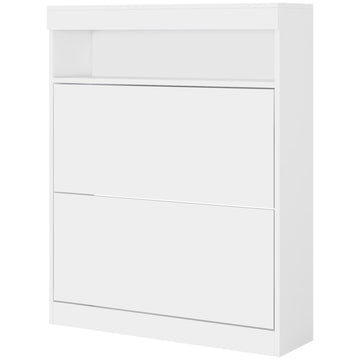 16 Shoe Pair Storage Cabinet, with Flip Doors - High Gloss White