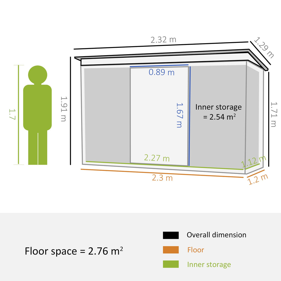7.6 x 4.3ft Garden Storage Shed with Lockable Sliding Doors and Ventilation, Metal Garden Tool Storage House, Dark Grey