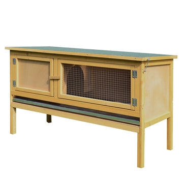 Guinea Pigs Hutches, 115Lx44.3Wx65H cm, Fir Wood-Yellow/Green