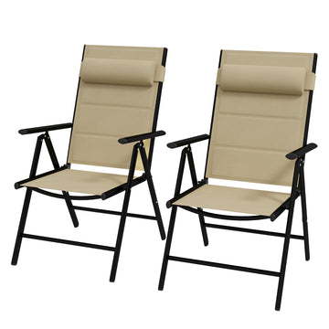 Set of Two Padded Garden Chairs - Khaki