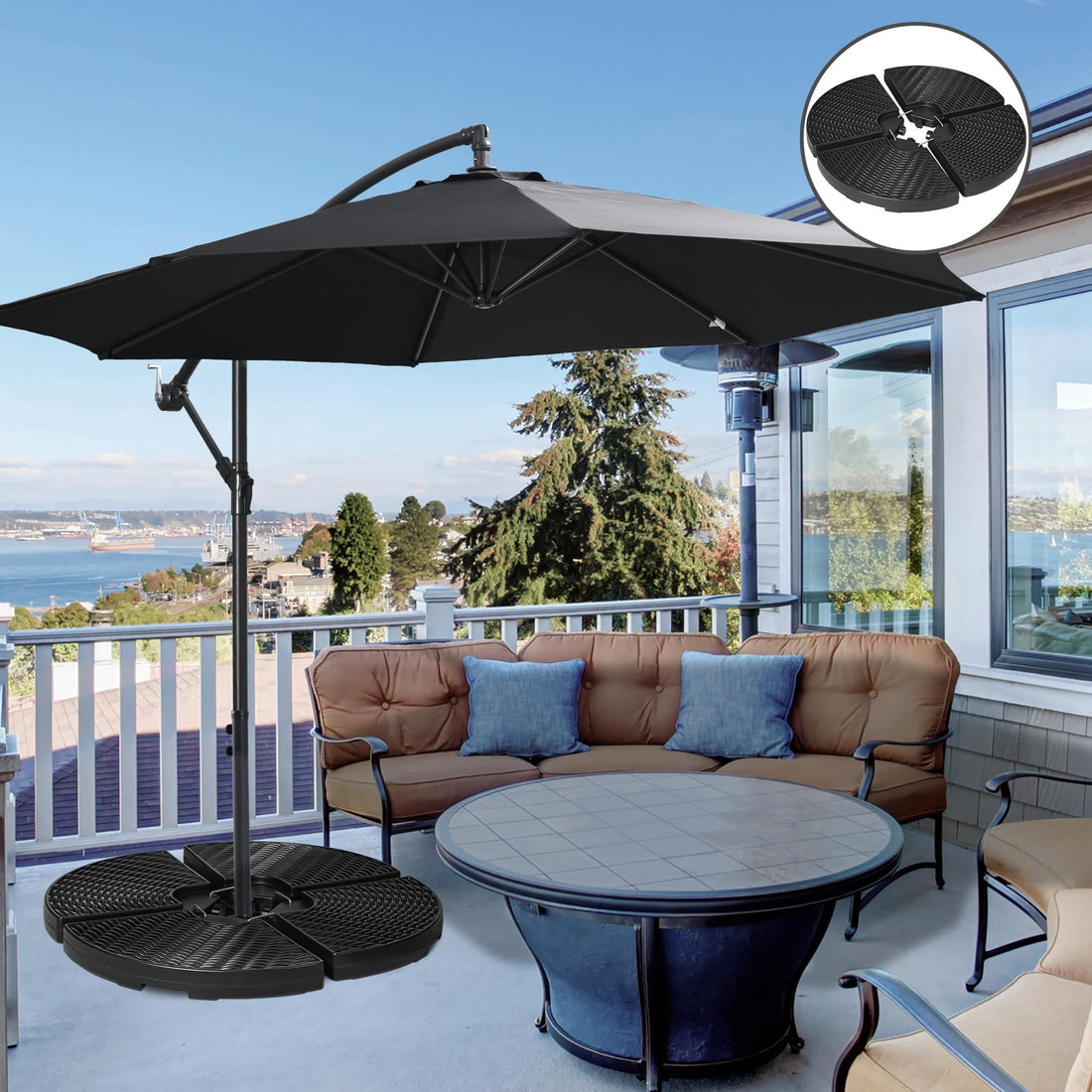 52kg Four-Piece Fillable Cantilever Parasol Weight Set