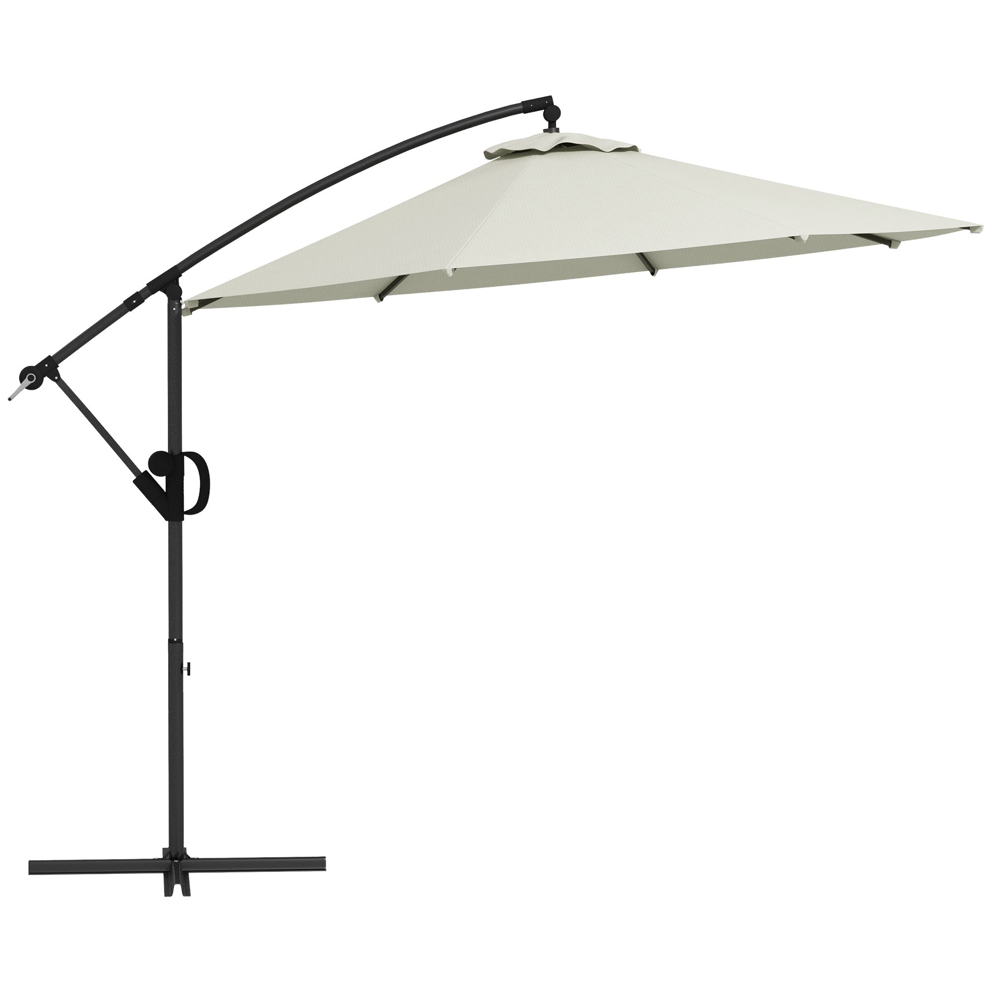 3(m) Offset Cantilever Parasol Umbrella, with Cross Base - Cream