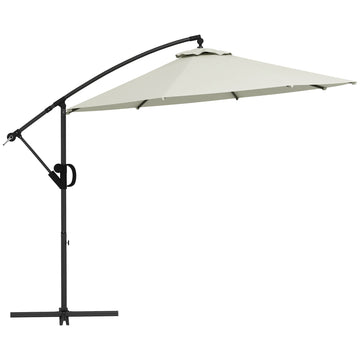 3(m) Offset Cantilever Parasol Umbrella, with Cross Base - Cream
