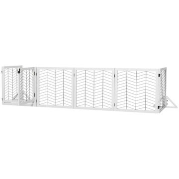 8 Panels Foldable Pet Gate with Support Feet, for House, Doorway, Stairs, Small and Medium Dogs - White