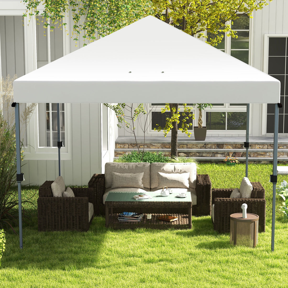 3 x 3m Pop-Up Gazebo, with Accessories - White