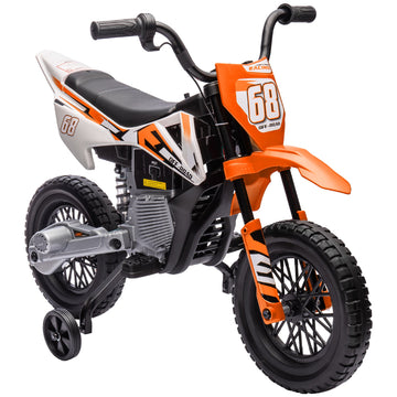 12V Kids Electric Motorbike, Kids Electric Ride on motorcycle w/ Twist Grip Throttle, Training Wheels, Orange