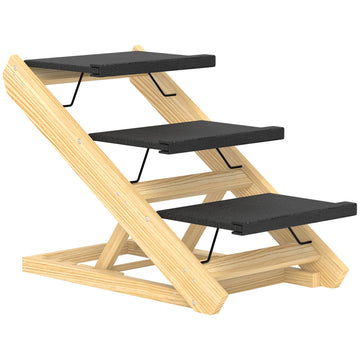Adjustable Dog Steps Dog Ramp, 3-Step Non-slip Pet Stairs for Medium Sized Dogs, Foldable Dog Stairs for Bed Sofa