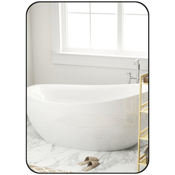 70 x 50cm Curved Bathroom Mirror - Black
