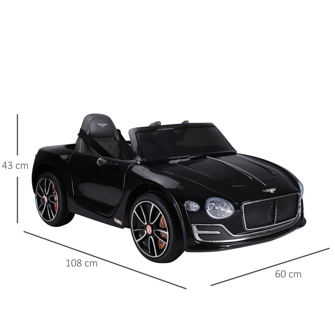 Bentley GT Licensed 12V Electric Car for Kids, Kid's Electric Ride on with Remote Control, Ride on Car with LED Lights, Music, for 3-5 Years, Black