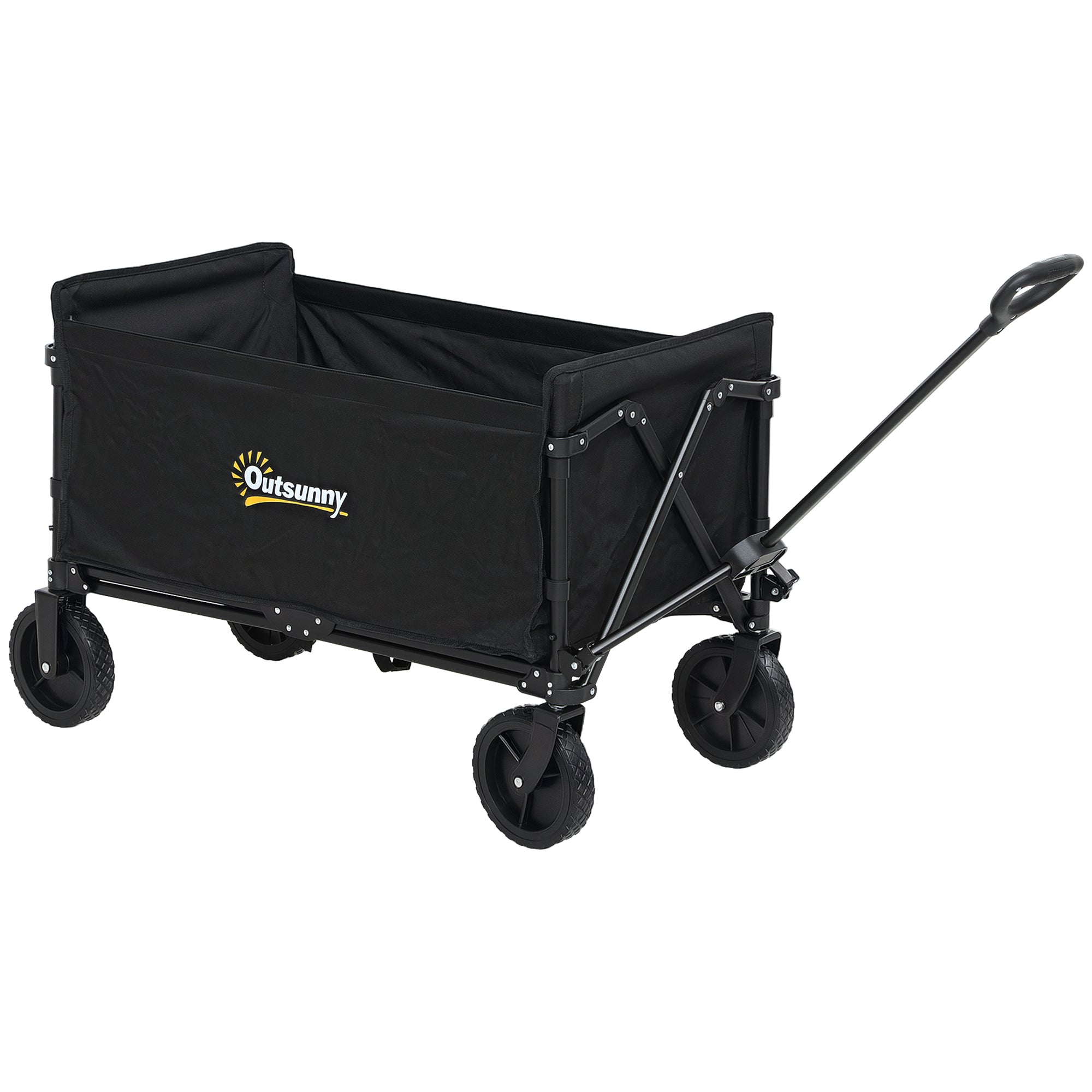 120L Festival Trolley on Wheels, Folding & Compact Camping Trolley Cart with Adjustable Handle for Garden, Beach, Fishing, Black