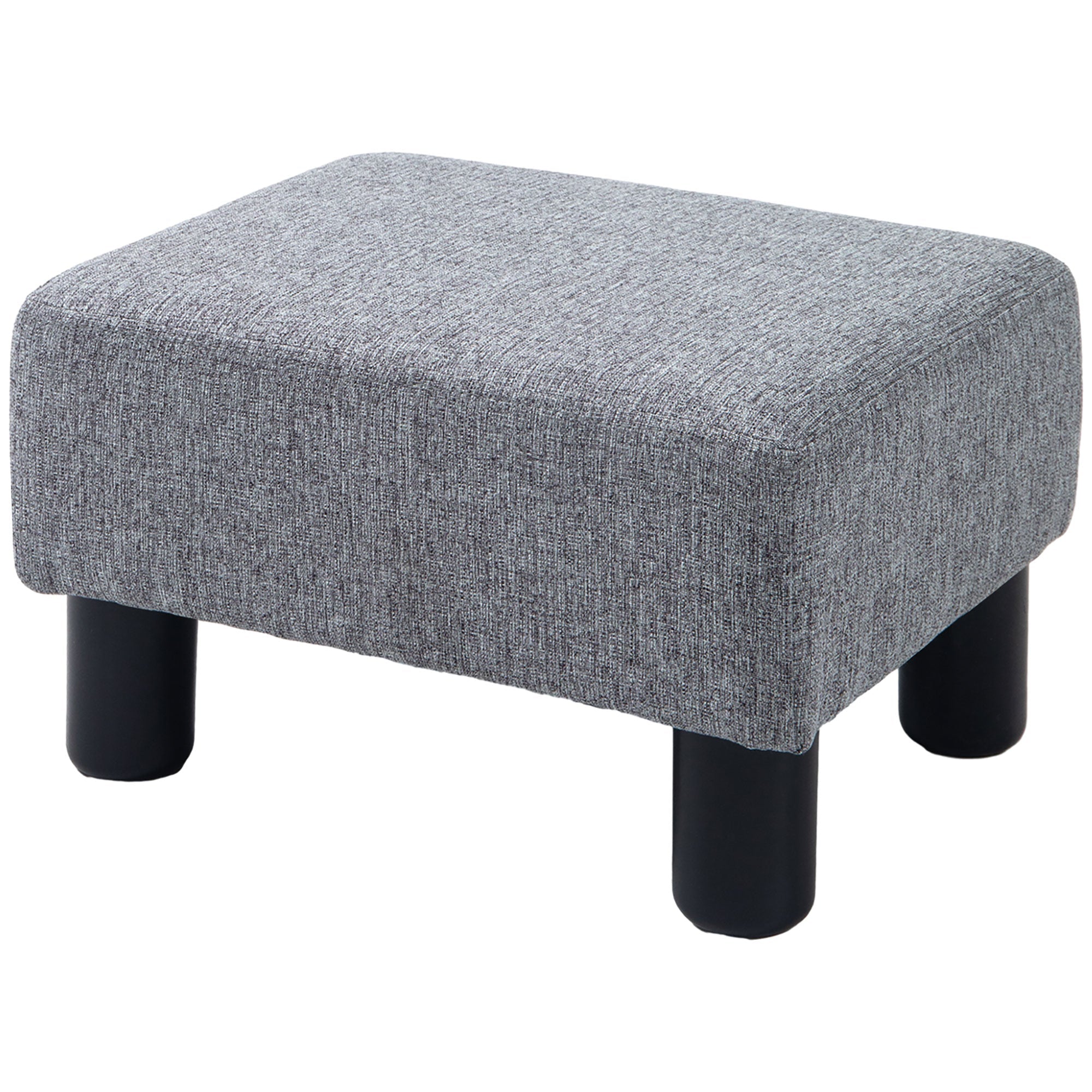 Linen Fabric Footstool Ottoman Cube with 4 Plastic Legs, Grey
