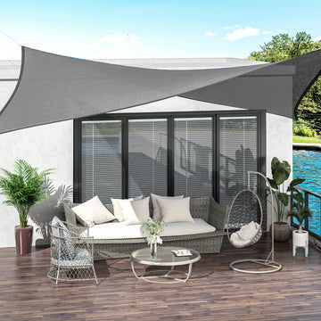 5 x 4m Sun Shade Sail HDPE Rectangle Canopy Outdoor Sunscreen Awning with Mounting Ropes for Garden, Patio, Party, UV Protection, Charcoal Grey