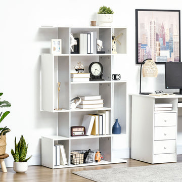 5-Tier Bookshelf, Modern Bookcase with 13 Open Shelves, Freestanding Decorative Storage Shelving for Home Office and Study, White