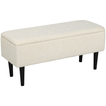 47L Teddy Fleece Storage Ottoman - Cream