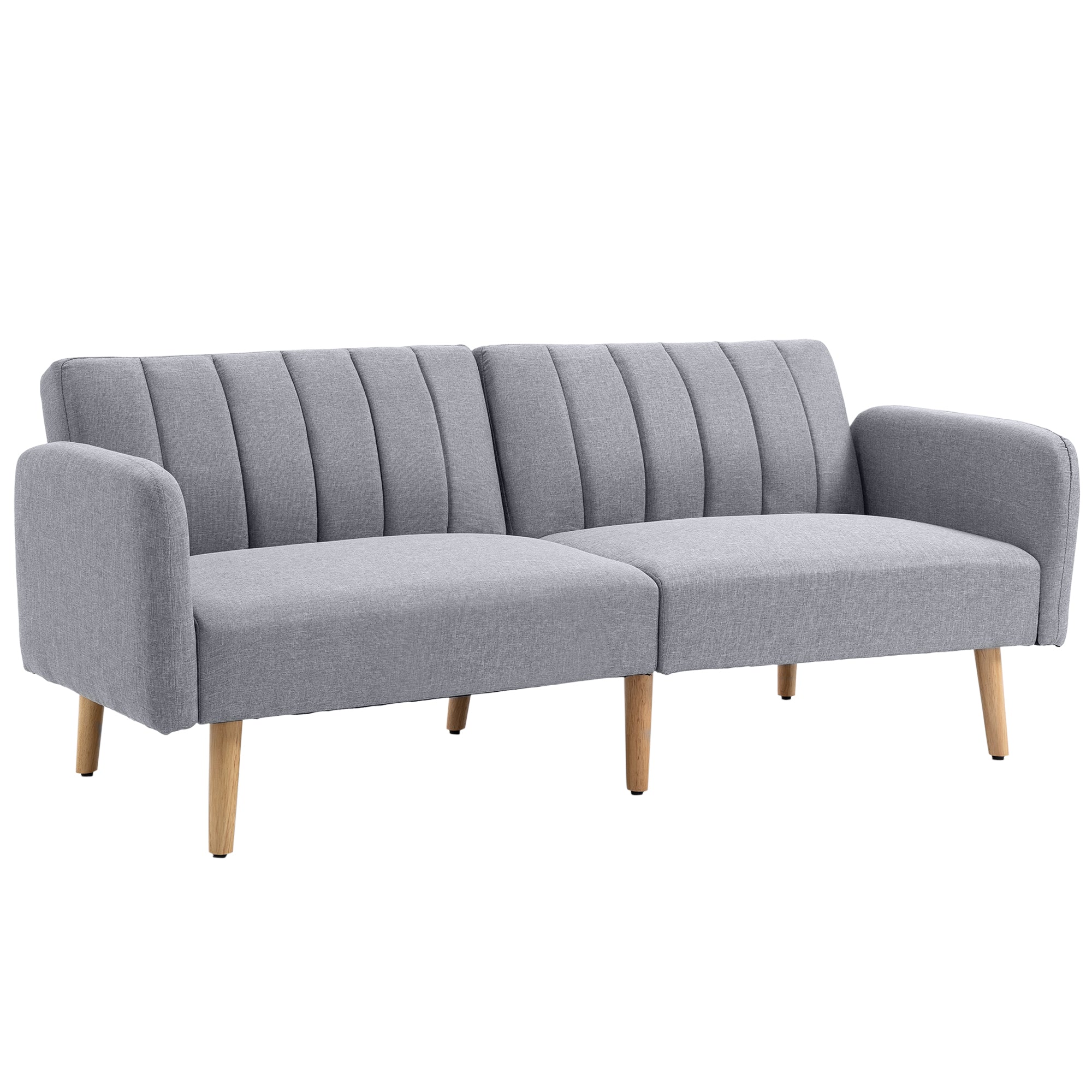 Three-Seater Sofa Bed, with Split Back - Light Grey