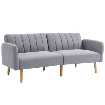 Three-Seater Sofa Bed, with Split Back - Light Grey