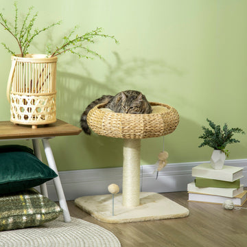 51cm Cat Tree Kitten Tower, with Sisal Scratching Post, Top Bed, Toy Ball