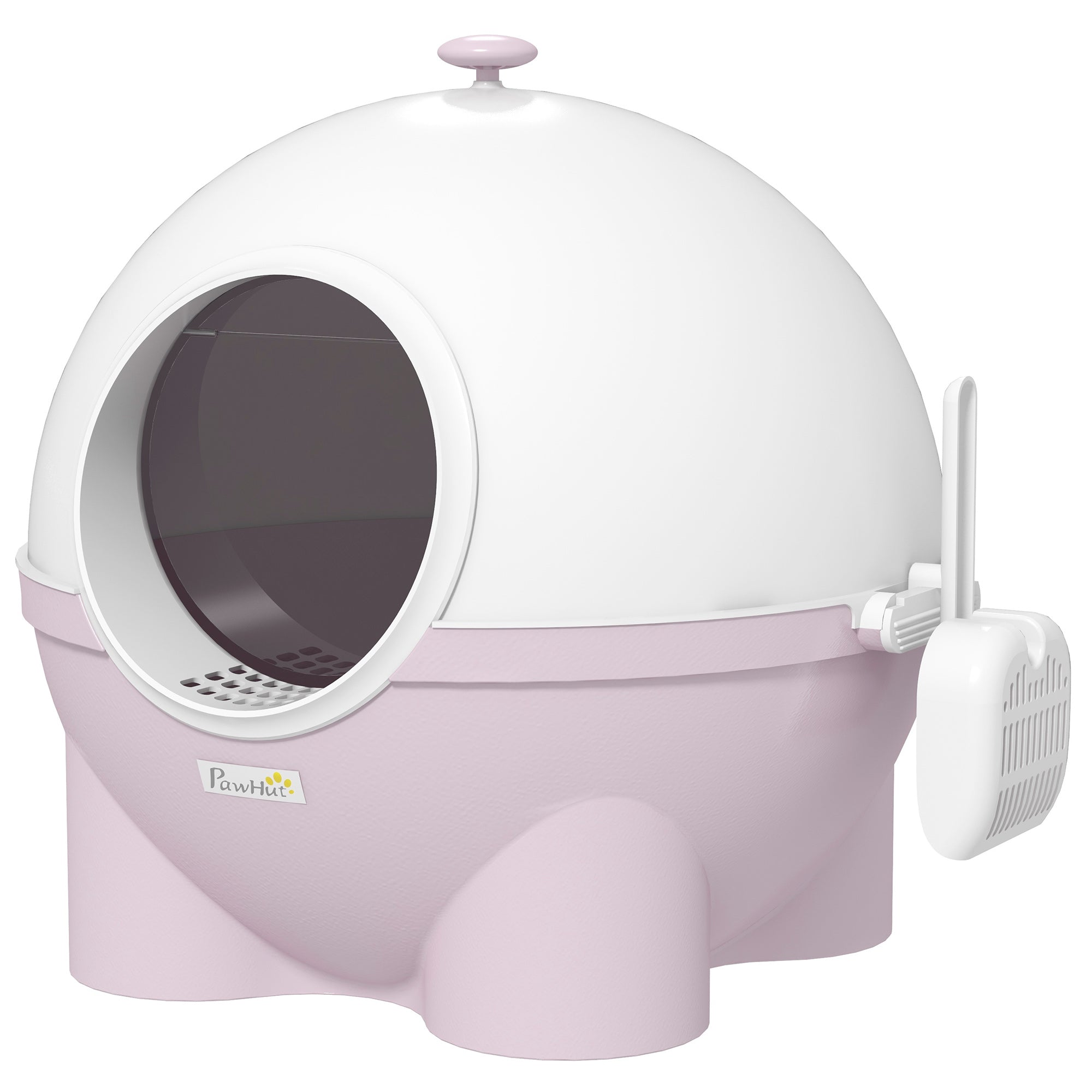 Large Cat Litter Box, with Scoop, Front Entrance, 53 x 51 x 48cm - Pink