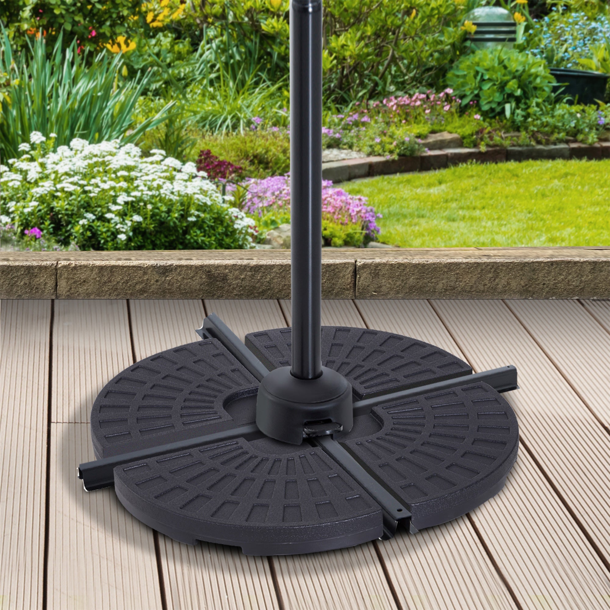 4 PCs 70KG Portable Round Parasol Base Umbrella Cross Stand Weights Holder Sand or Water Filled Outdoor Garden Patio