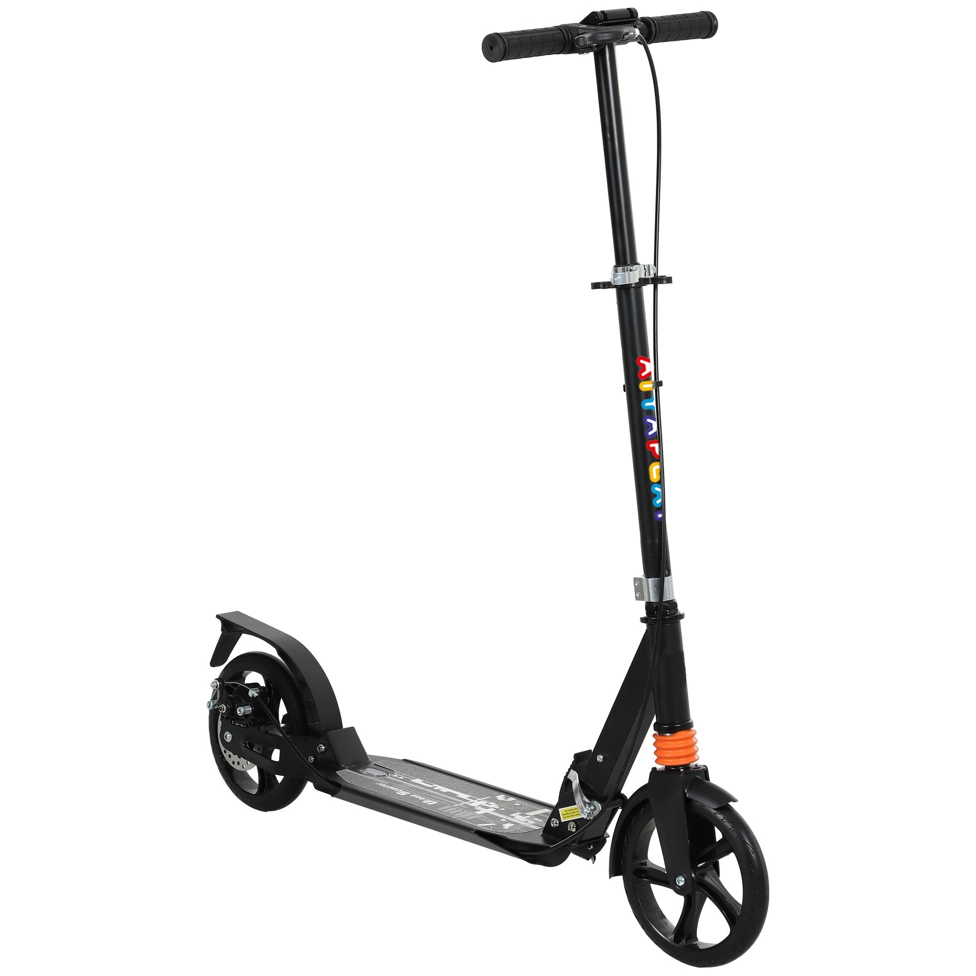 Kids Scooter with Four-Level Adjustable Handlebar, Dual Brake System, 200mm Wheels, ABEC-7 Bearings, Black