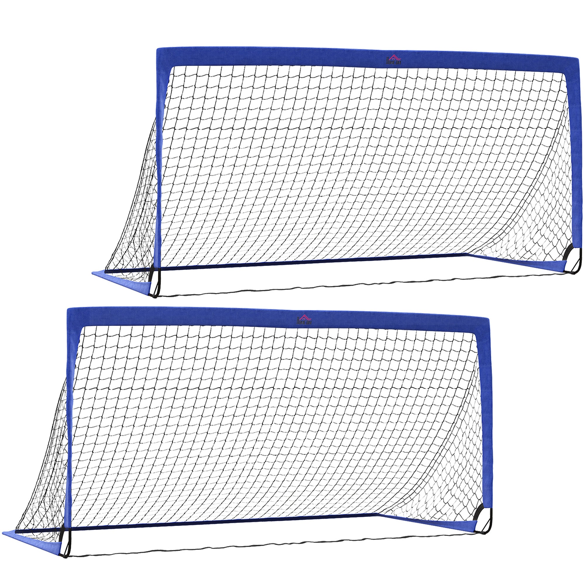 Set of 2 Football Goal Net 6 x 3 ft Foldable Outdoor Sport Training Teens Adults Football with Carrying Bag Blue